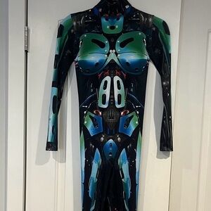 Badinka Women's EDM FESTIVAL Long Sleeve Robot Costume Jumpsuit Black XS EUC